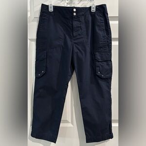 Lauren Ralph Lauren Cropped Navy Cargo Pants Size 12 P Nautical Preppy Mature
